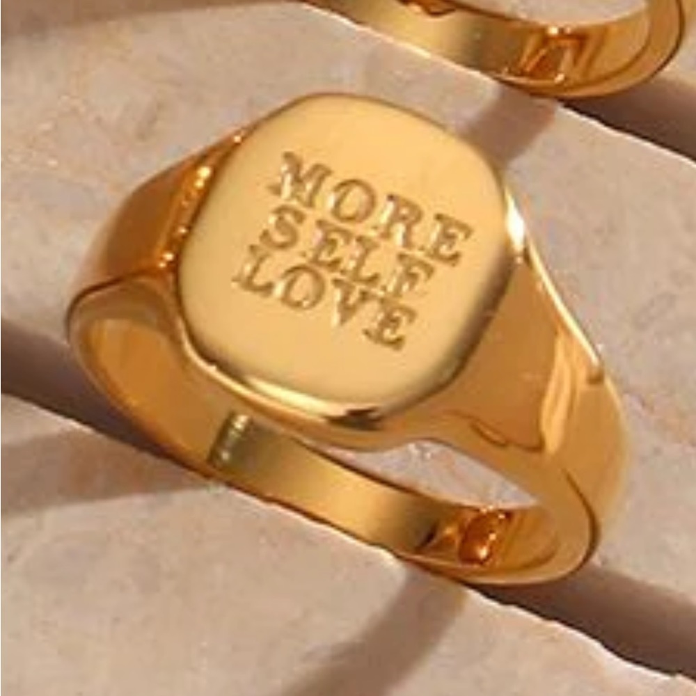 NEW! MORE SELF LOVE ENGRAVED GOLD RING